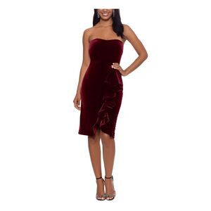 BETSY & ADAM Womens Maroon Slit  Sleeveless Above The Knee Sheath Dress 12